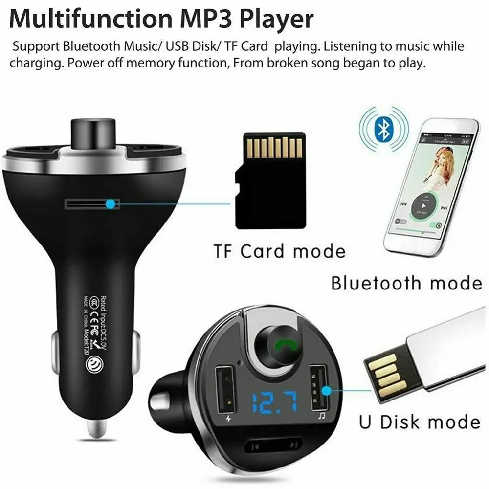 B9 USB Автомобильный MP3 беспроводной двойной USB Bluetooth MP3 автомобильный комплект Hands-free автомобильный Bluetooth fm-передатчик радио с микрофоном с посылка