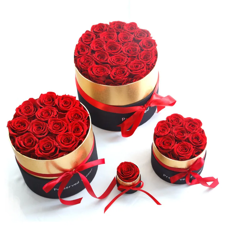 

Eternal Rose In Hug Bucket Box Preserved Immortal Real Dried Flowers The Best Mother's Gift Romantic Valentines Day Wholesale