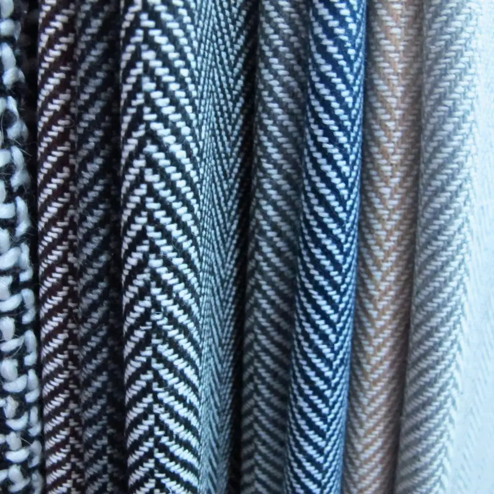 Ткань в елочку оптовая продажа шерстяной ткани (310 г/㎡)(20% шерсть + 80% химическое