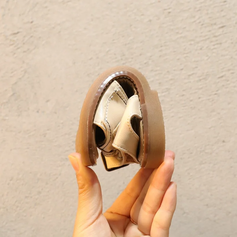 

14-16cm Brand Toddler Girls Butterfly Summer Sandals,Black Beige Retro Princess Baby Sandals,PU Leather Kids Beach Sandal