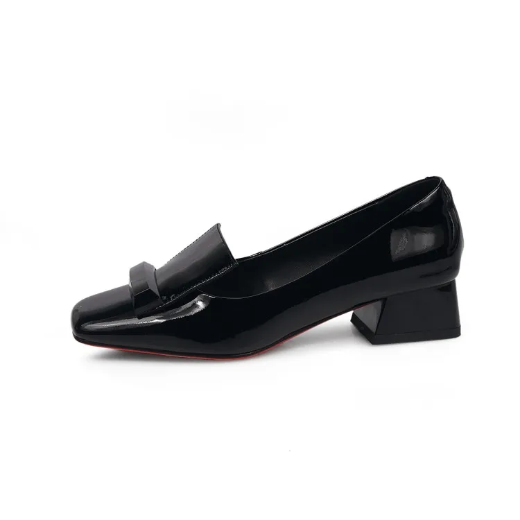 MLJUESE 2020 women pumps Soft cow leather autumn spring black color slip on square toe high heels shoes party dress wedding | Обувь