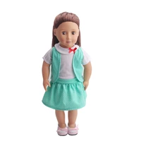18 inch american doll girls simple green dress newborn baby toys accessories fit 40 43 cm boy dolls c228