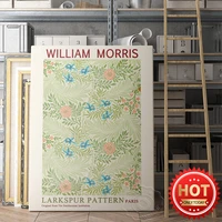 william morris museum exhibition poster morris art works larkspur pattern decor prints nordic style plant flower wall picture