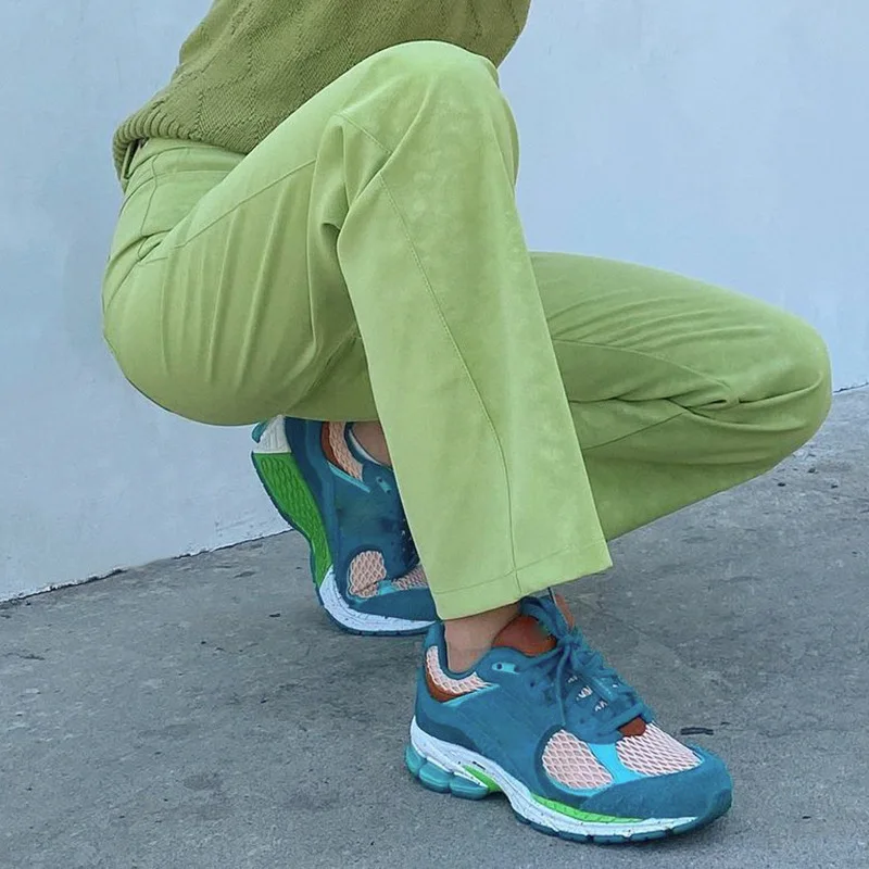 

DUOFAN Green Belt Cargo Pants Vintage Streetwear Y2k Aesthetic Straight Trousers Pockets Streetwear Fashion Korean Female Pants