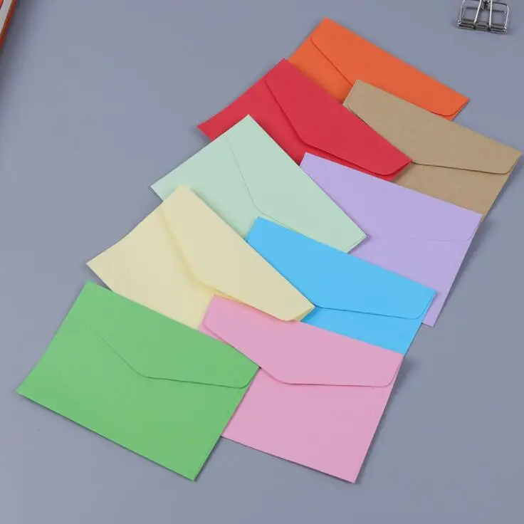 

free shipping 100pcs 115*80mm Candy Color Mini Envelope Invitation Greeting Card Postcard Cute Envelopes supply for wedding