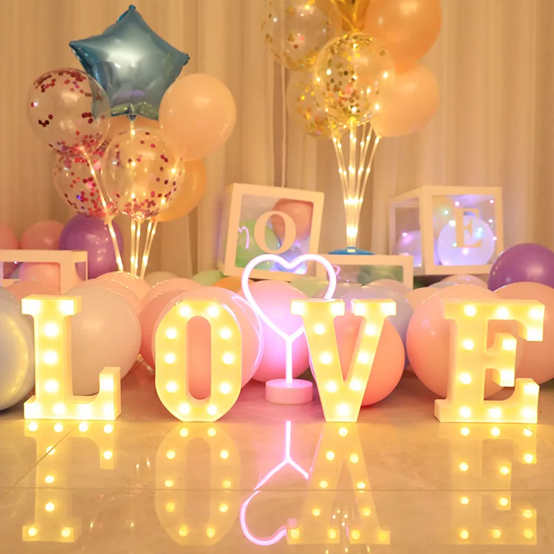 3D Alphabet Letter LED Lights Luminous Number Nightlight Christmas Wedding Birthday New Year Party Lighting Room Decoration | Лампы и