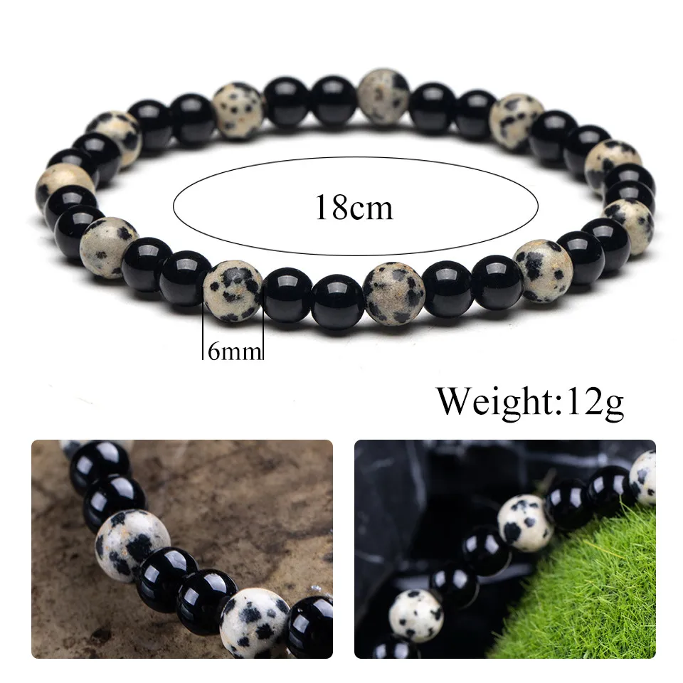 6 мм модные очаровательные браслеты с бусинами из натурального камня для женщин и