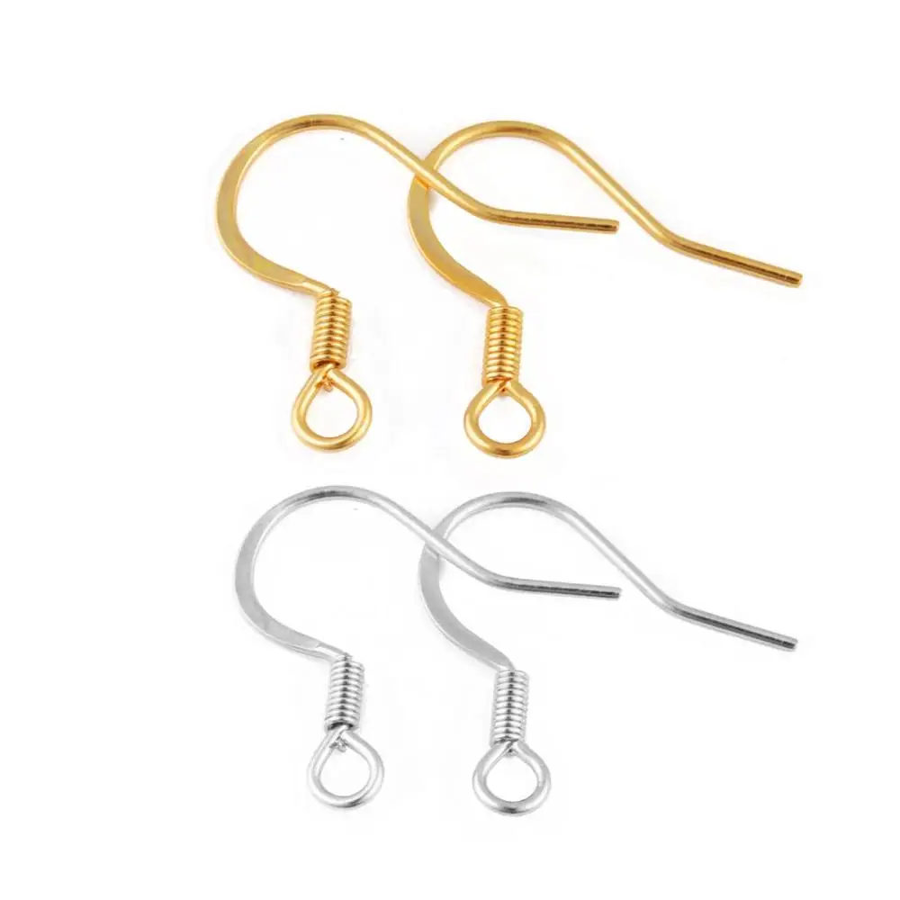 

50pcs/lot Gold/Silver Color Stainless Steel Earring Hooks Earrings Clasps With Spring Earring Wires For Jewelry Making Supplies