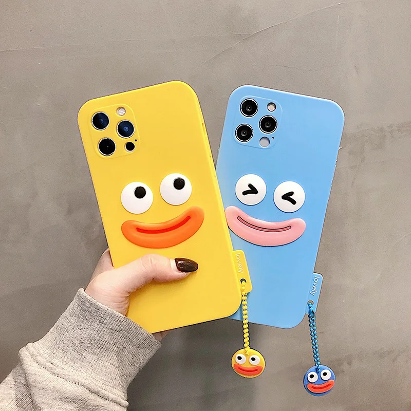 

3D Cartoons Phone Case With Strap for iphone X XS XR 12pro 12promax 7/8plus 11 11pro Couple Spoof Silicone Phone Back Cover