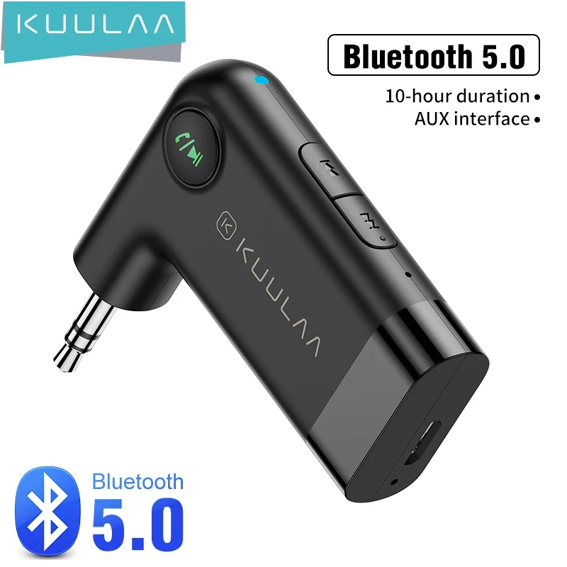 

KUULAA-MP3 3.5mm Portable Bluetooth Audio Wireless Music Handsfree Car Receiver Adapter 5.0 AUX interface Bluetooth Transmitter
