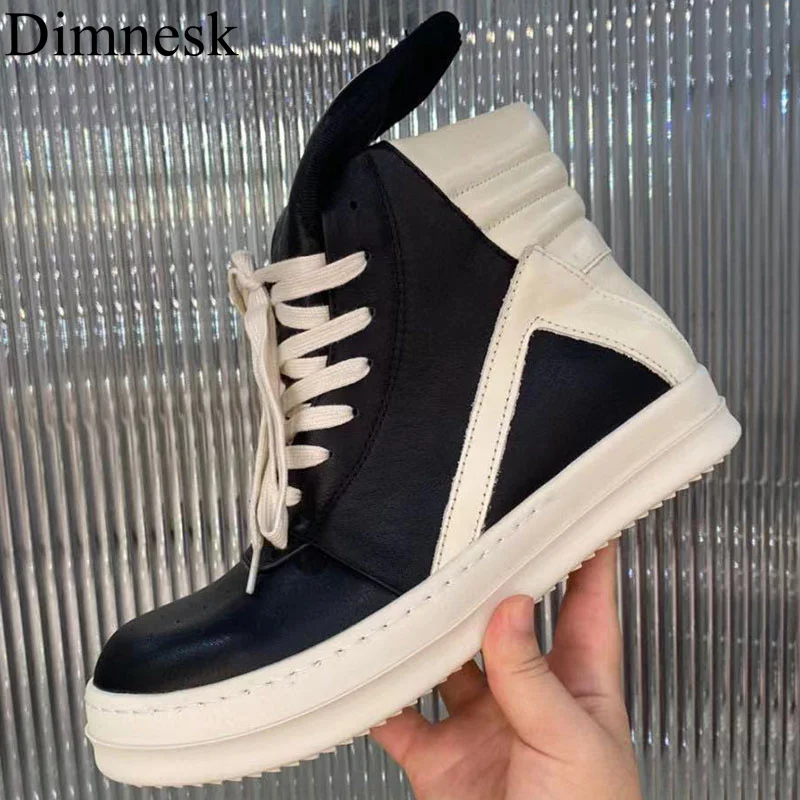 

Ботильоны мужские из натуральной кожи, высокие повседневные ботинки на плоской толстой подошве, на шнуровке, дышащие, для прогулок, в стиле ...