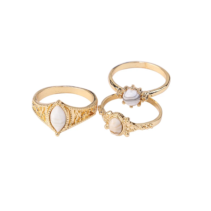 Комплект колец с резным золотом Женский Изящные Ювелирные украшения