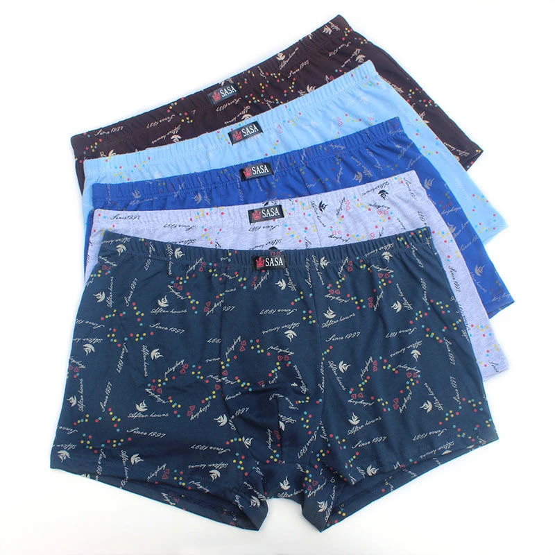 6pcs/Lot 100% Cotton Loose Boxers Four Shorts Underpants Men'S Boxers Shorts Breathable Underwear printing Comfortable cotton