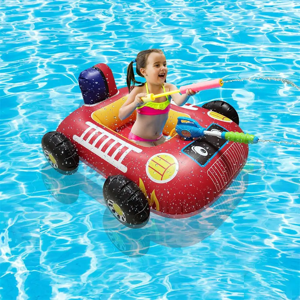 

Baby Inflatable Cartoon Car Floating Seat Raft Swimming Circle Water Gun Toys Beach Games Kids Swim Pool Water Playing Toy