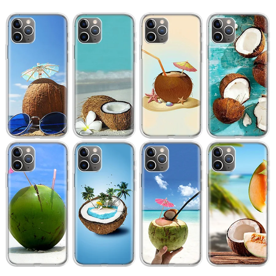 Фруктовый кокос на пляже, печатный чехол для телефона Apple iPhone 11 13 14 Pro 12 Mini SE X XR XS Max 6 6S 7 8 Plus Patter.