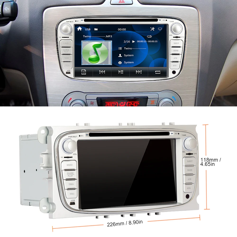 Eunavi 2 Din 7 дюймов Автомобильный dvd-плеер радио GPS навигация для FORD/Focus/S-MAX/Mondeo/C-MAX/Galaxy