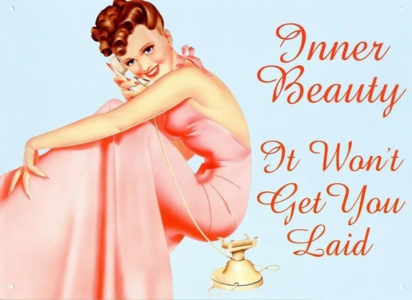 

Inner Beauty Retro tin sign nostalgic ornament metal poster garage art deco bar cafe shop