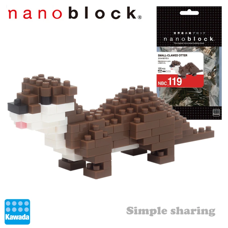 Nanoblock восточные мелкокрашеные выдры NANOBLOCK маленькие (120 штук) Мини кирпичи