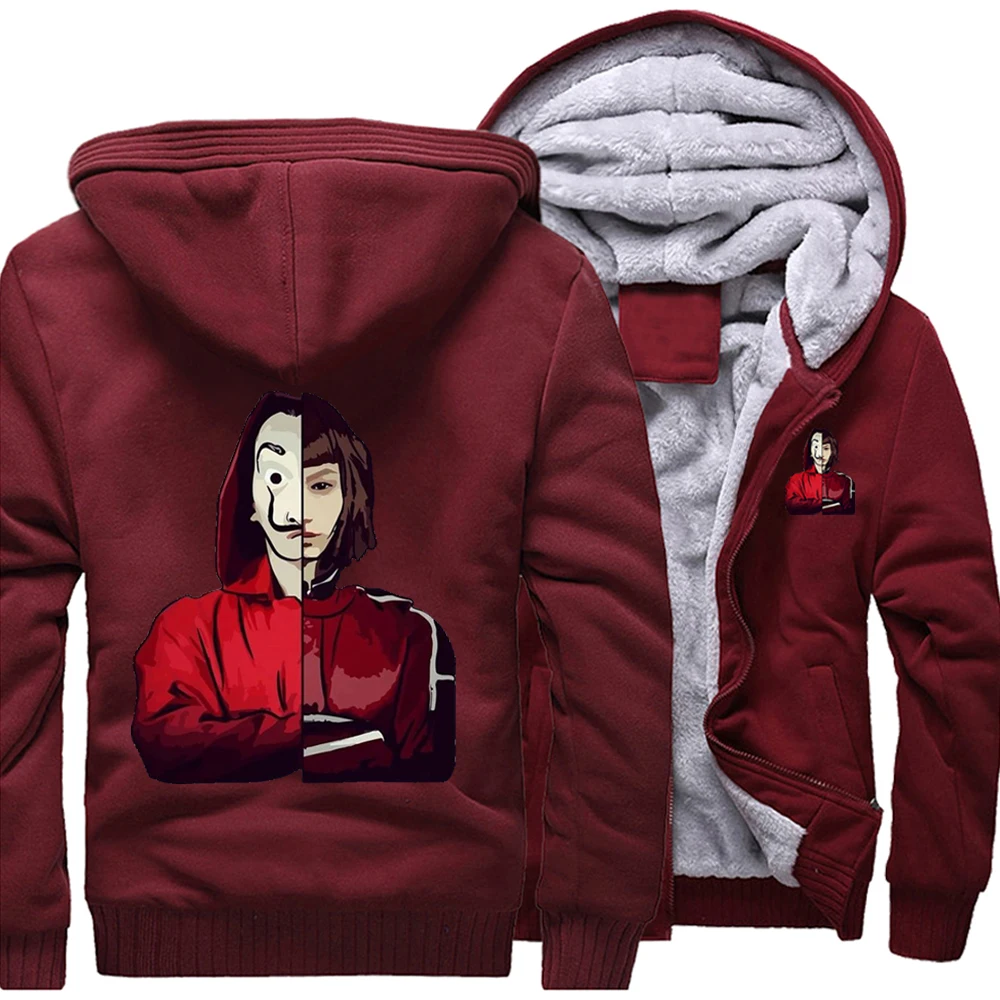 

La Casa De Papel Season Painter Dudley Mask Loose Hoodies Street Jackets Top Men Sweatshirt Winter Warm Printed Outdoor Coat