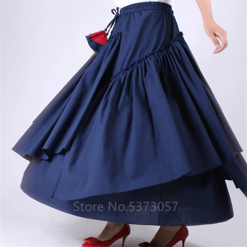 Летняя нерегулярная испанская фламенко большая юбка крыло бабочки женское Ретро