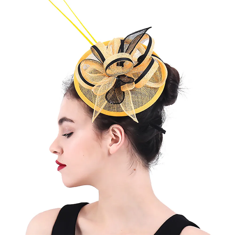 Новые женские Свадебные шляпы и вуалетки для волос с искусственными перьями