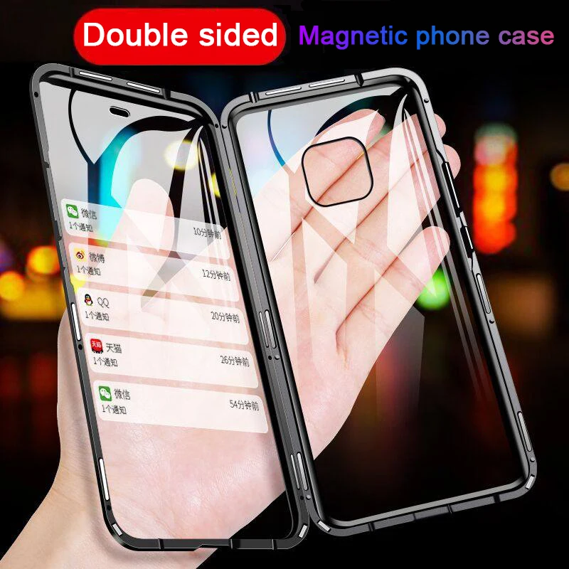 

360 Full Magnetic Phone Case For Huawei P30 Pro Mate 20 Pro 20X P20 Double Sided Glass Metal Bumper Honor 20 Pro Nova 3 4 5 Case