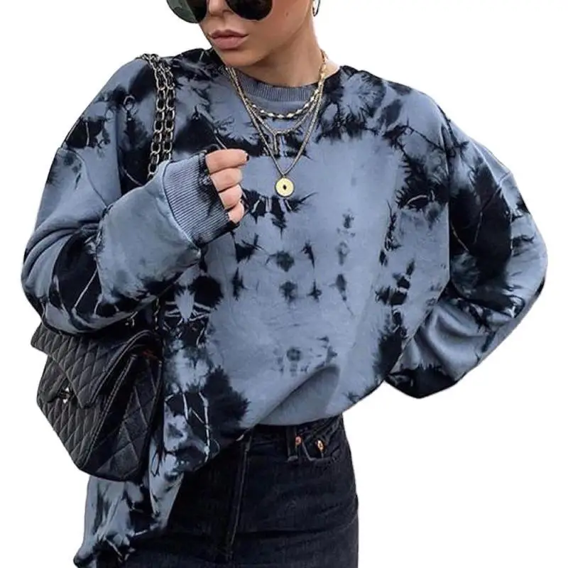 

Street temperament European and American women's pullover round collar tie-dyed loose women's hoodie autumn and winter 2021