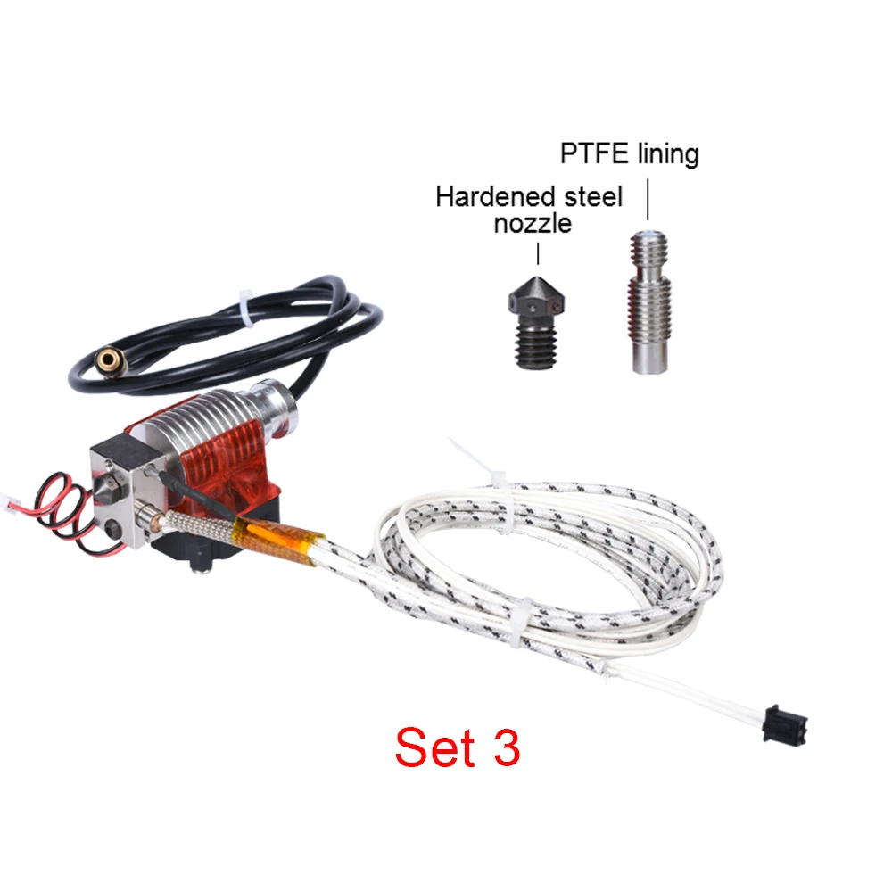 V6 j-головка Hotend экструдер для E3D V6 Боуден экструдер покрытый медным блоком закаленная стальная насадка+ вентилятор охлаждения PTFE части 3d принтера - Цвет: Set 3
