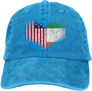 Irish American USA Flag Sports Denim Cap Adjustable Unisex Plain Baseball Cowboy Snapback Hat