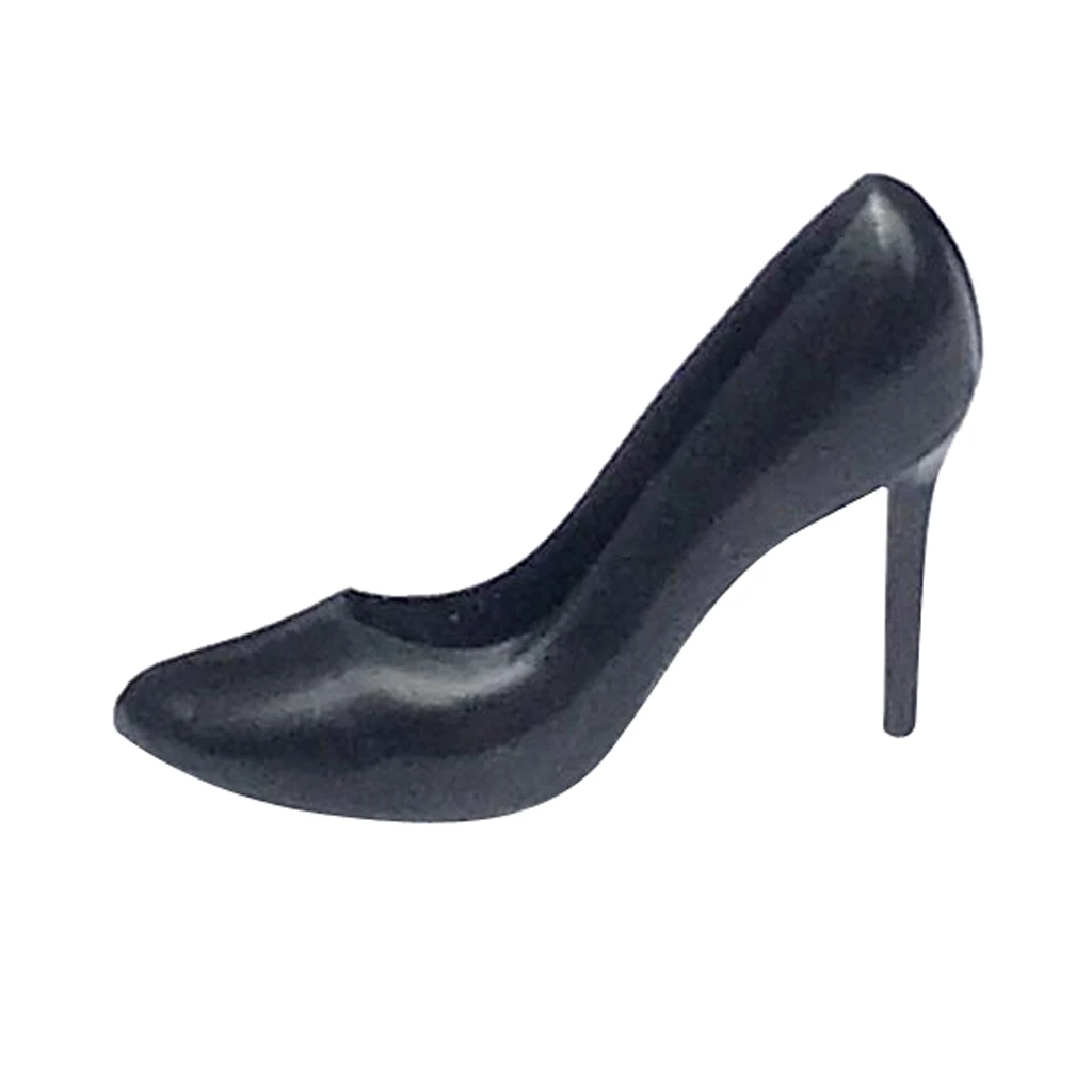 

1/12 Miniature Dollhouse Plastic Black High Heel Shoes Figures Decoration