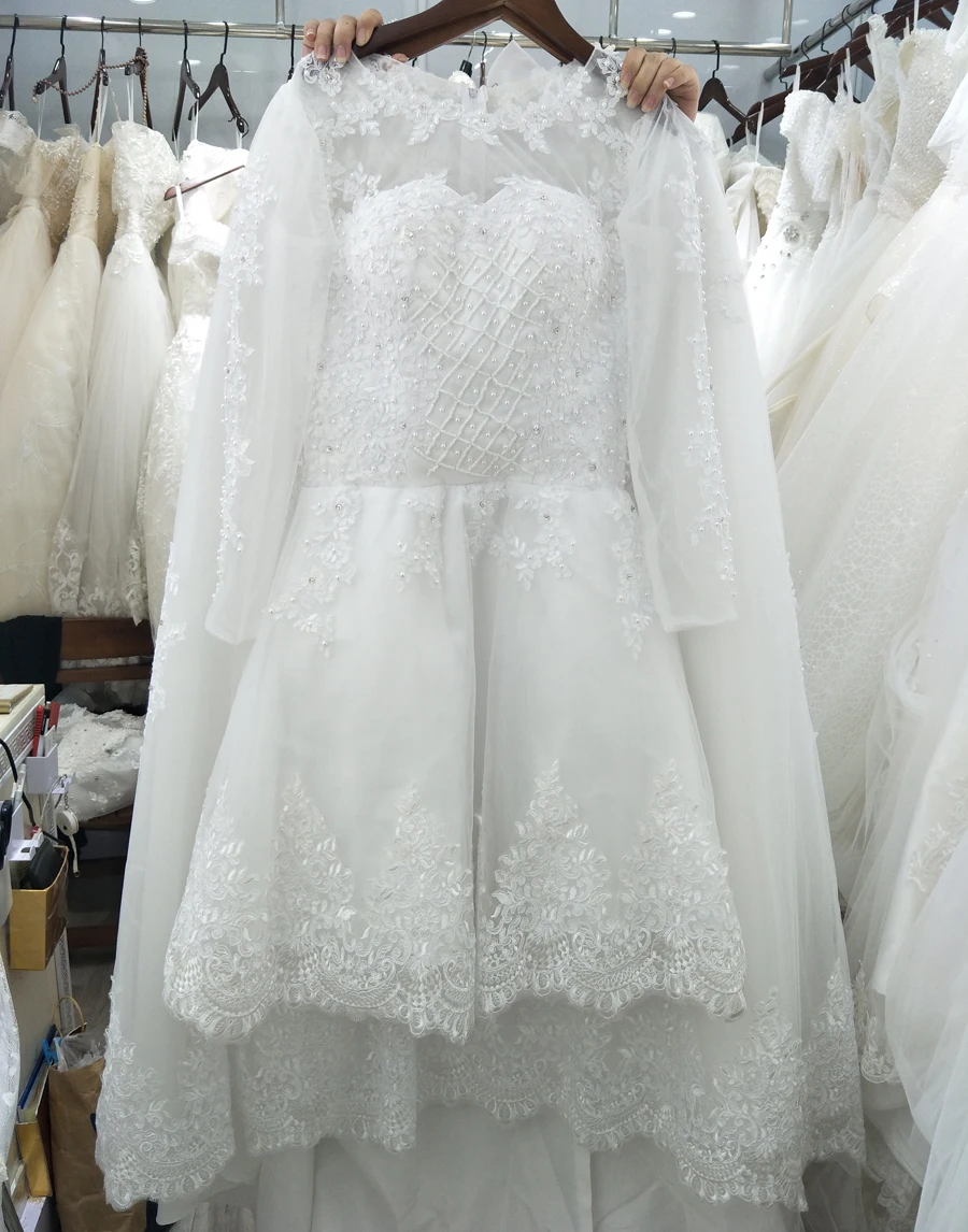 Новинка платье принцессы со съемным шлейфом Vestido De Noiva аппликационные Жемчужины