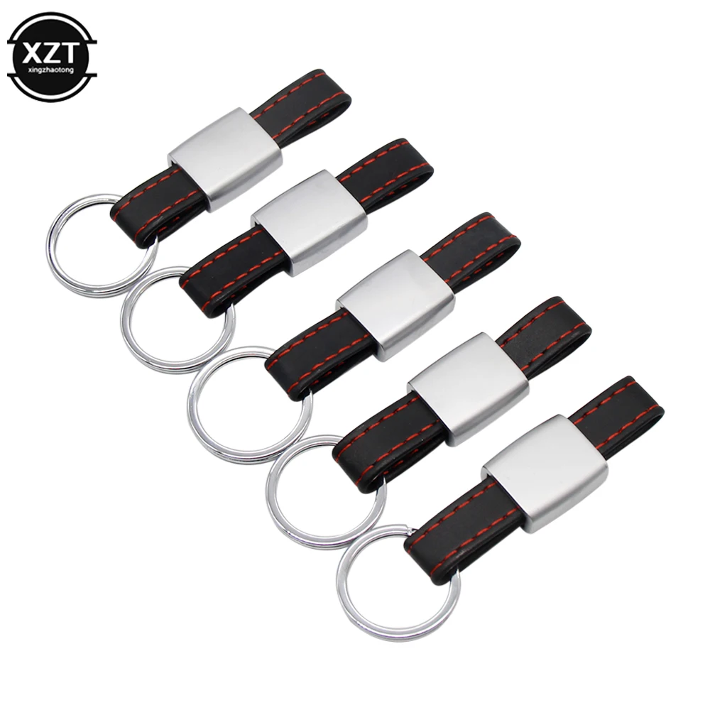 

Black Red Auto Leather Key Chain Key Ring Car Keychain Keyring Holder For Audi Sline forVW R RS for AMG