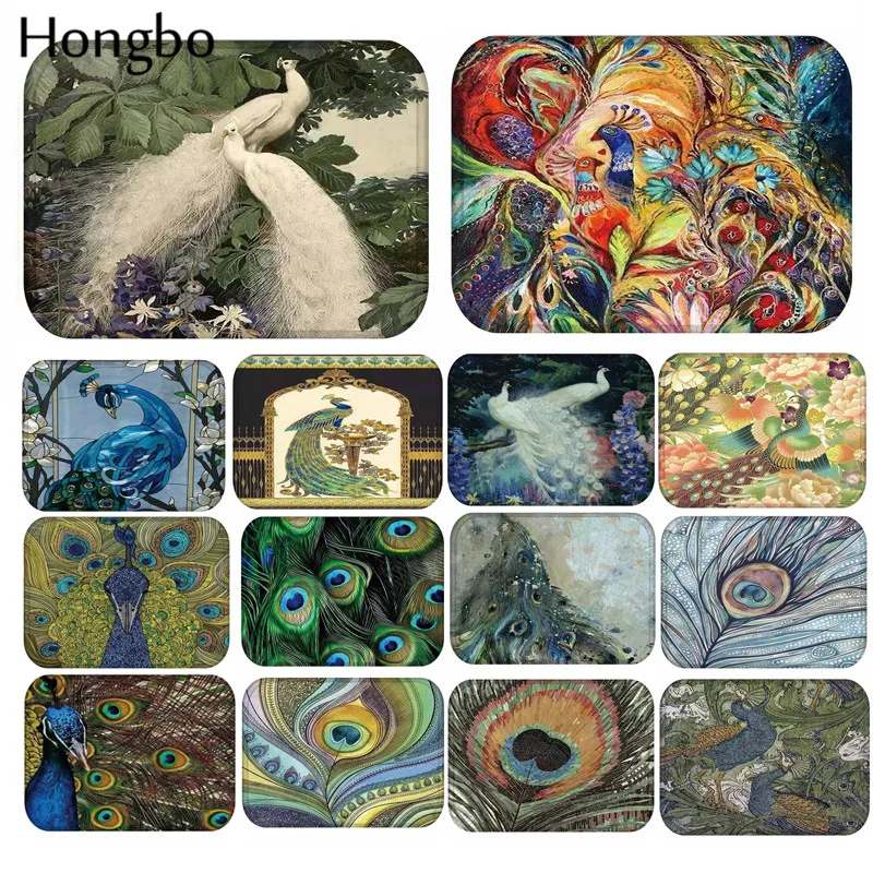 Hongbo Противоскользящий ковер с изображением павлина и цветов дверной коврик