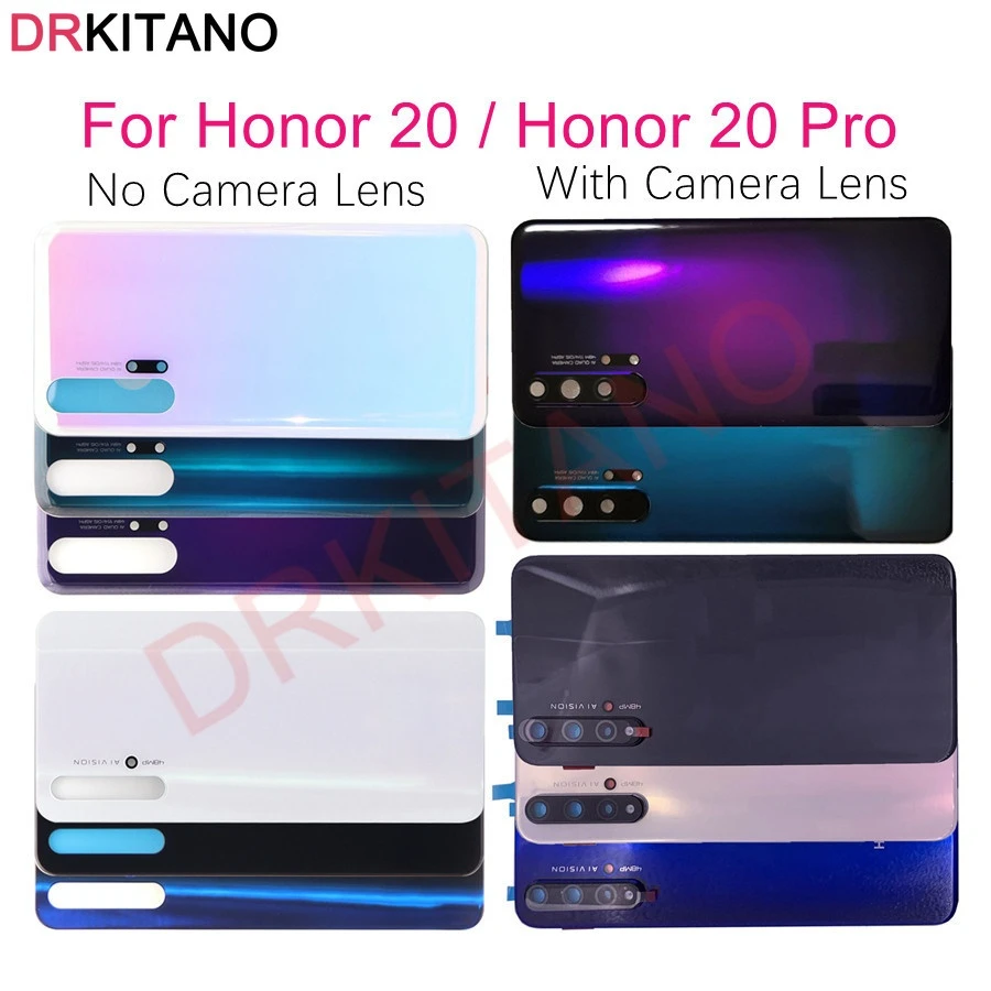 

Задняя стеклянная крышка для Huawei Honor 20, Крышка батарейного отсека, задняя дверь, корпус, окно, Задняя панель для Honor 20 Pro, Крышка батарейного от...