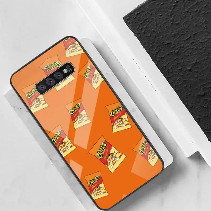 

Puffed food brand Cheetos Luxury Phone Case For Galaxy Tempered Glass Cases Apply To S10 S9 S8 S7 S6edge Plus TPU Cover