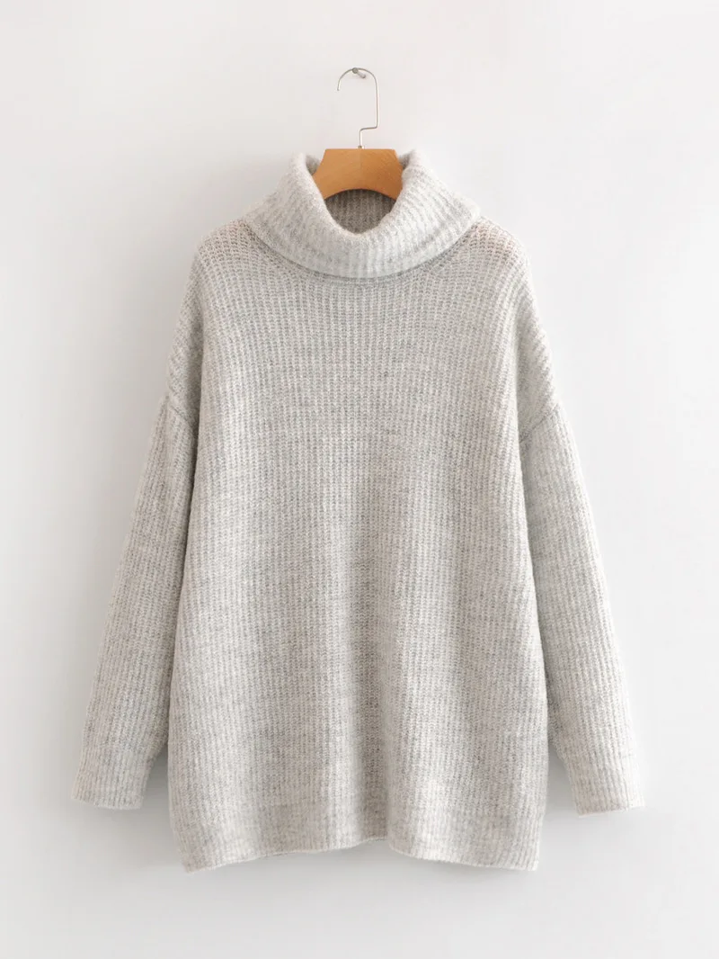 

BHDD Women Oversize Basic Knitted Turtleneck Sweater Female Solid Turtleneck Collar Pullovers Warm 2019 New Arrival From 6 Color