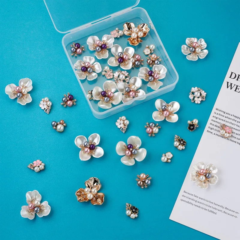 1 Set Flower Shape Crystal Alloy Rhinestone Cabochons For Jewelry Making DIY Earring Hairclip Accessories Finding