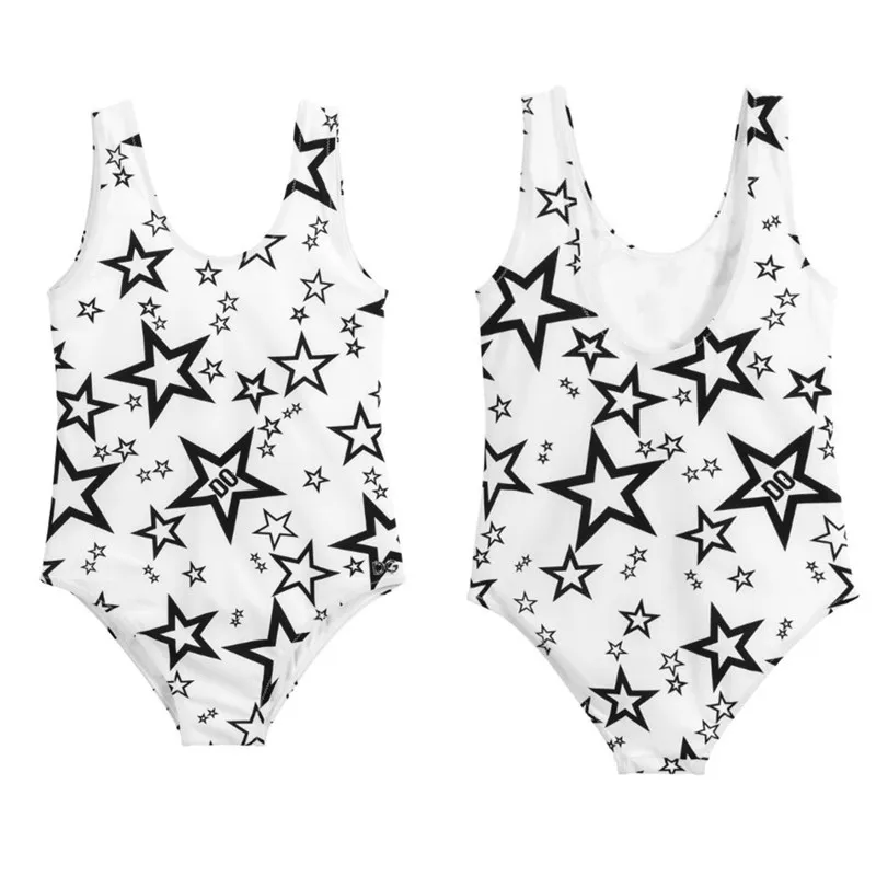 Лето 2020 детская одежда для купания купальники девочек со звездами Цельный