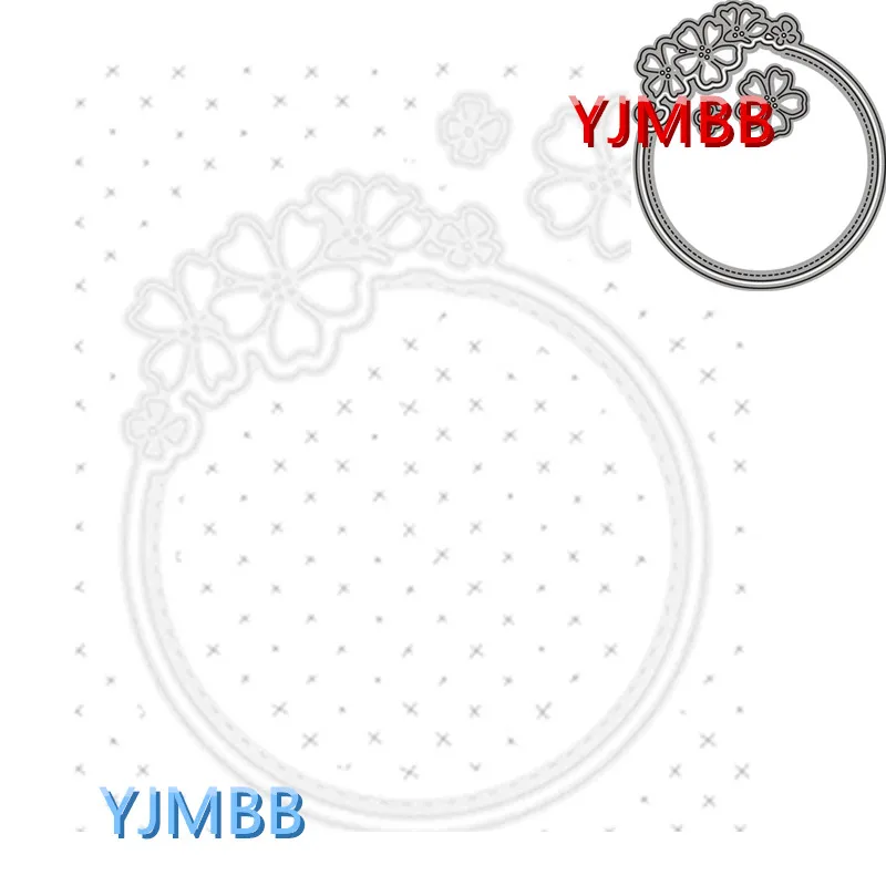 

YJMBB 2021 New Round Border Flower Decoration Metal Cutting Mould Scrapbook Album Paper 3D DIY Card Craft Embossing Die Cutting