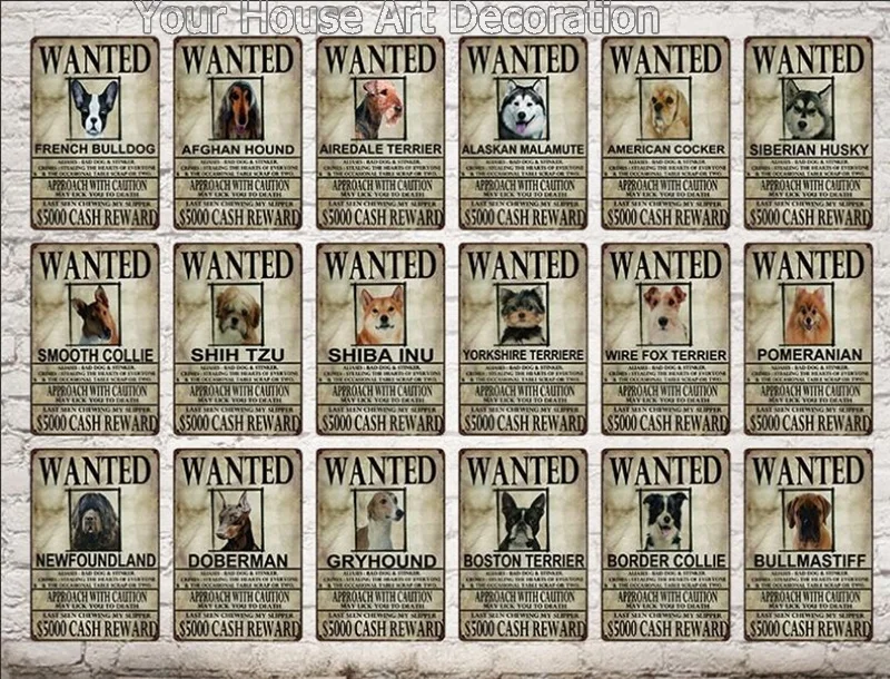 Pet Dogs хотел металлический знак Оловянная стена плакат фотографии домашний Декор