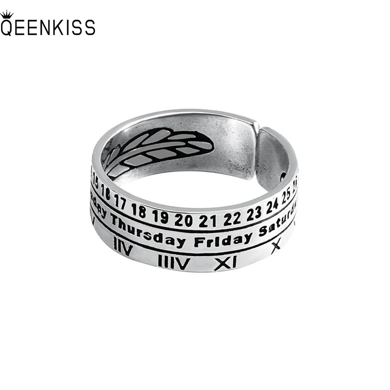 

QEENKISS RG695 Fine Jewelry Wholesale Fashion Woman Girl Birthday Wedding Gift Round Number 925 Sterling Silver Opening Ring