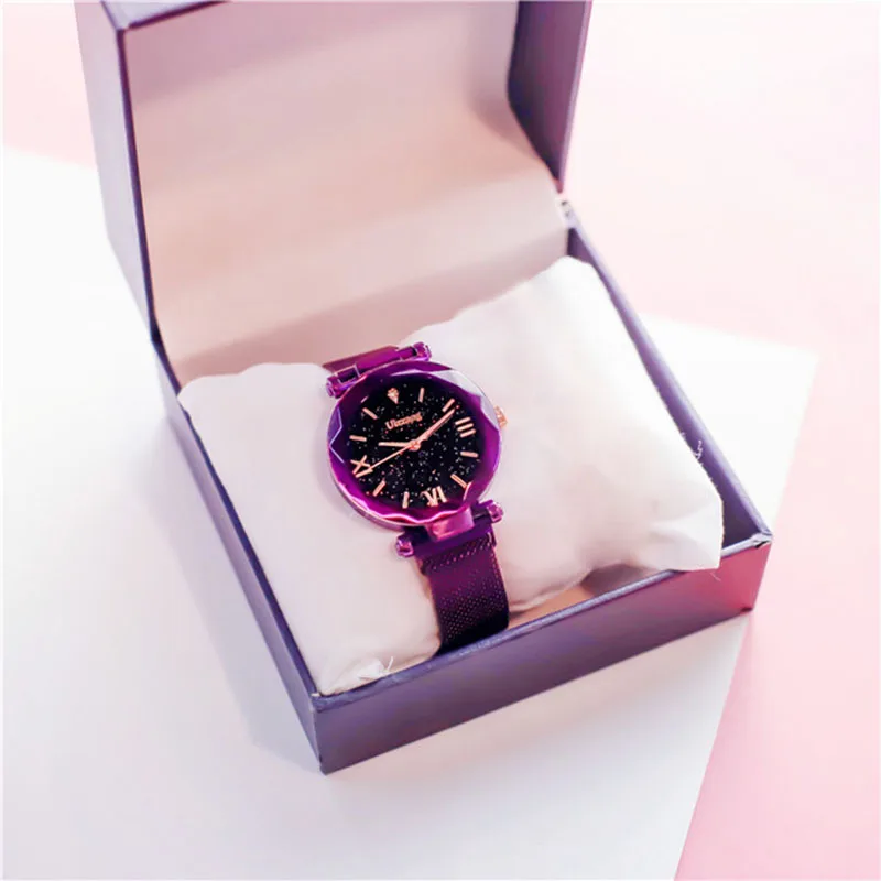 

New 1 Pcs Women Lady Wrist Quartz Watch Round Starry Sky Magnetic Buckle Fashion Gift SCI88