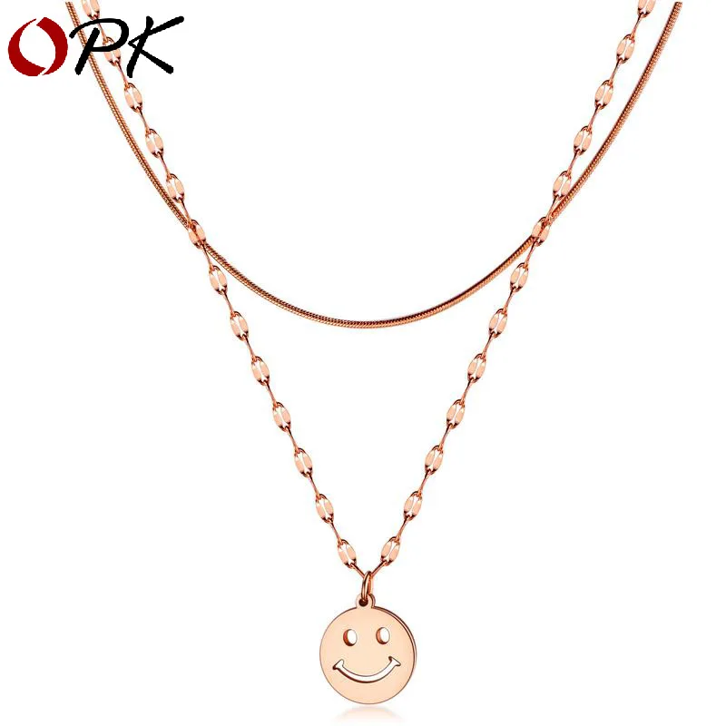 Ожерелье с двойной подвеской из титановой стали и розового золота|Цепочки| |