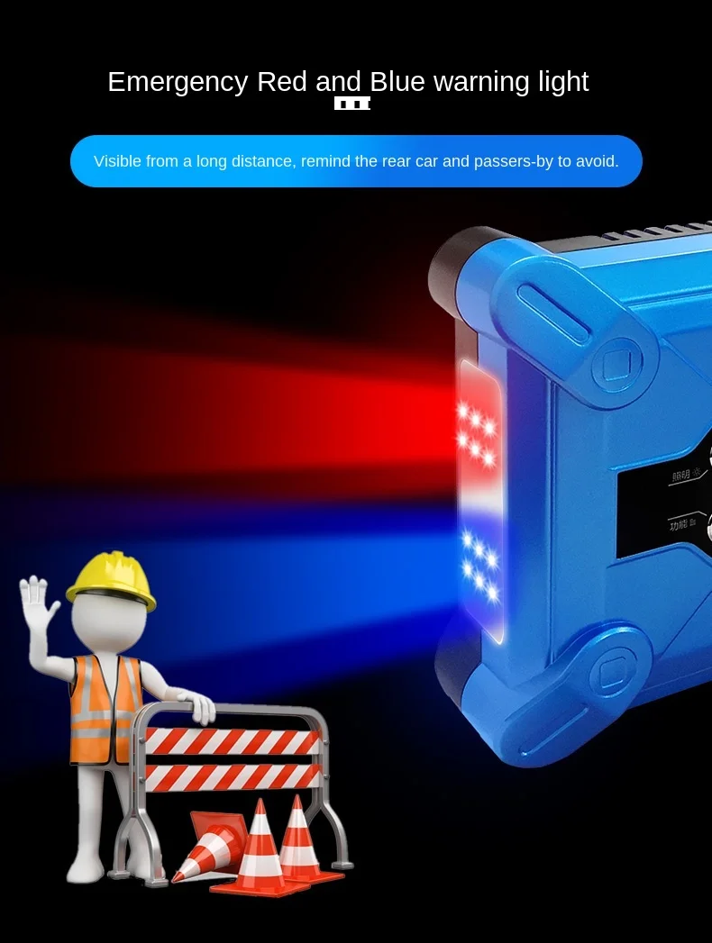 

zq Car Battery Emergency Start Power Supply Vehicle Air Pump Large Capacity Multifunctional