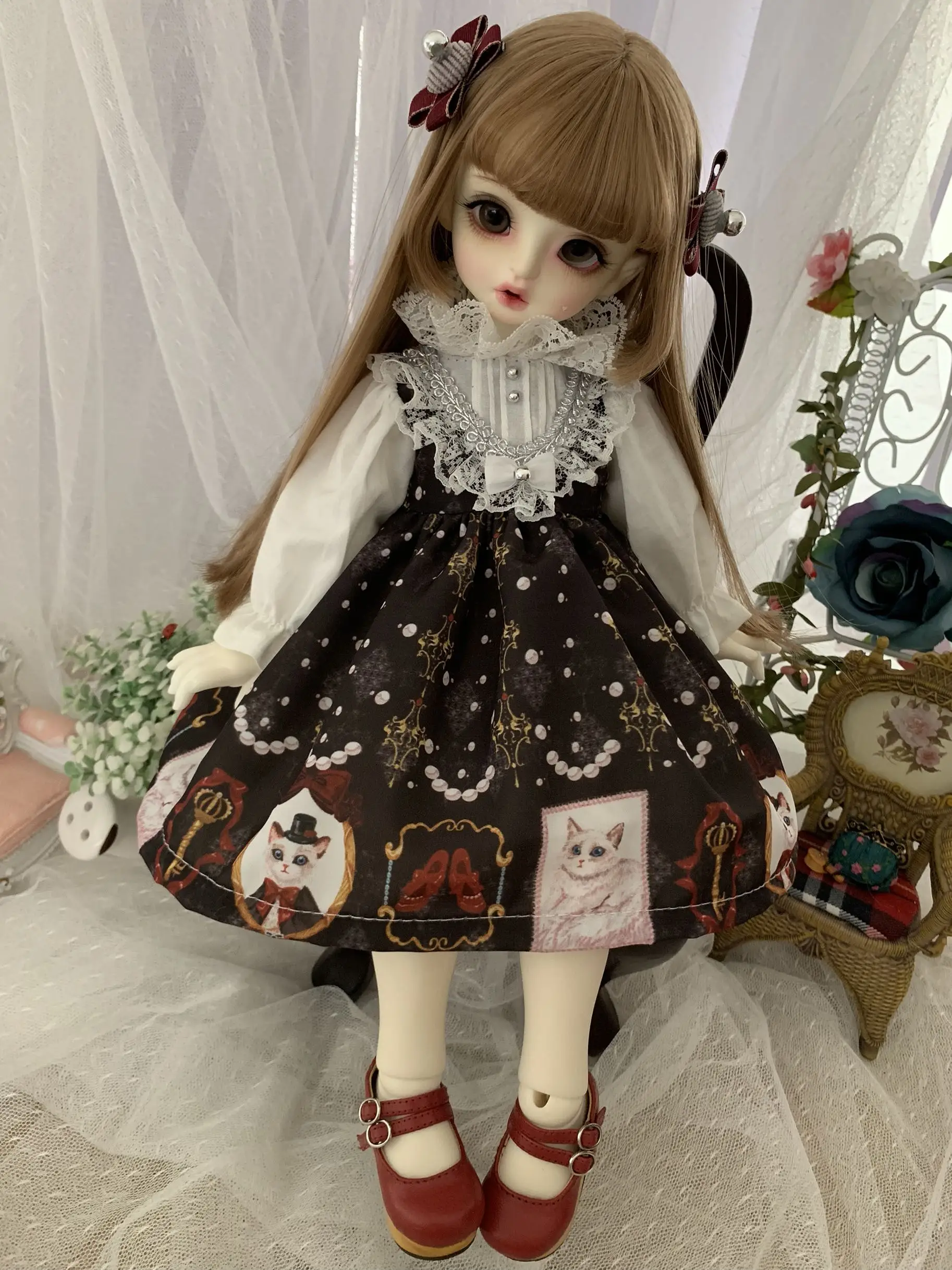 Одежда для куклы Blyth 1/6 платье принцессы с белым кружевным воротником 1/4 BJD SD кукла