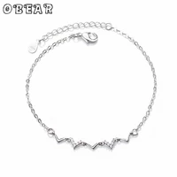 obear silver plated shiny zircon wave pattern cubic bracelet for women valentines day jewelry gift