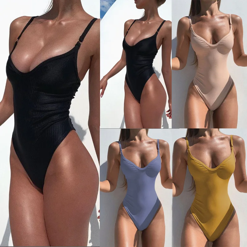 

Swimsuit women 2020 new ladies swimsuit solid color ladies sexy one-piece swimsuit women swimsuit one piece