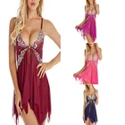 Женское сексуальное белье, горячее белье, эротическое платье, Прозрачная кружевная ночная рубашка + стринги, эротическое белье, нижнее белье пижама из сеточки