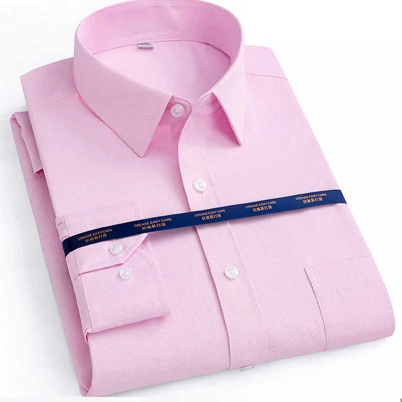 PINK Осенняя мужская полосатая рубашка больших размеров 14XL, зимняя Рабочая деловая рубашка с длинным рукавом 7XL 8XL, 9XL 10XL 11XL 12XL 13XL, рубашки - Цвет: PINK