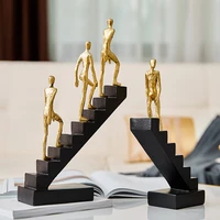 character resins statue thinker figure sculpture resin gold figurines retro interior home decoration accessories modern craft